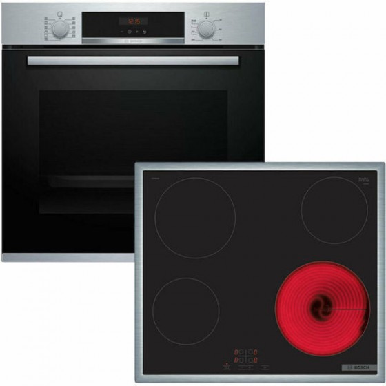 BOSCH HBA534ES4 & PKE645BA2E 71 Lt Inox Eντοιχιζόμενο Σετ Φούρνος και Εστία